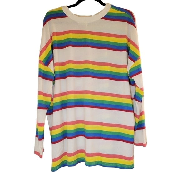 CORE KNITS COCONUT RAINBOW STRIPED LIGHTWEIGHT SWEATER•2X NWT - Picture 6 of 14